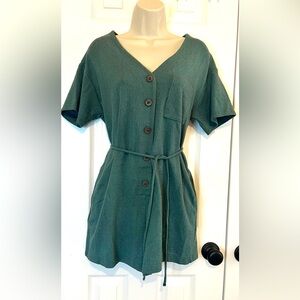Old Navy Shorts Romper, Terrestrial Green, Button-Down, Pockets, Small